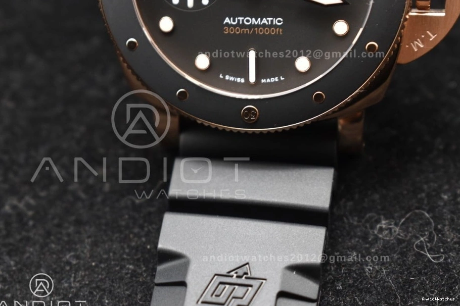 WrinkleFree 992 Best 42mm Dial P PAM2164 Rubber Black VSF Strap on Edition Submersible Black 0422